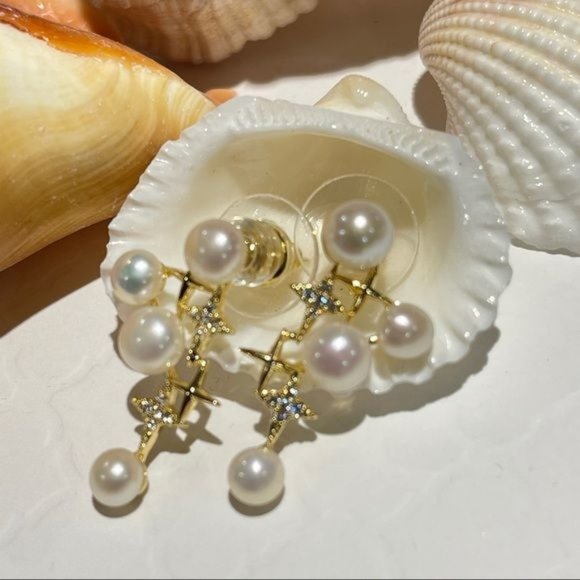 14K Gold‎ Filled Shining Genuine Freshwater Pearl Stud Earrings - Picture 6 of 10